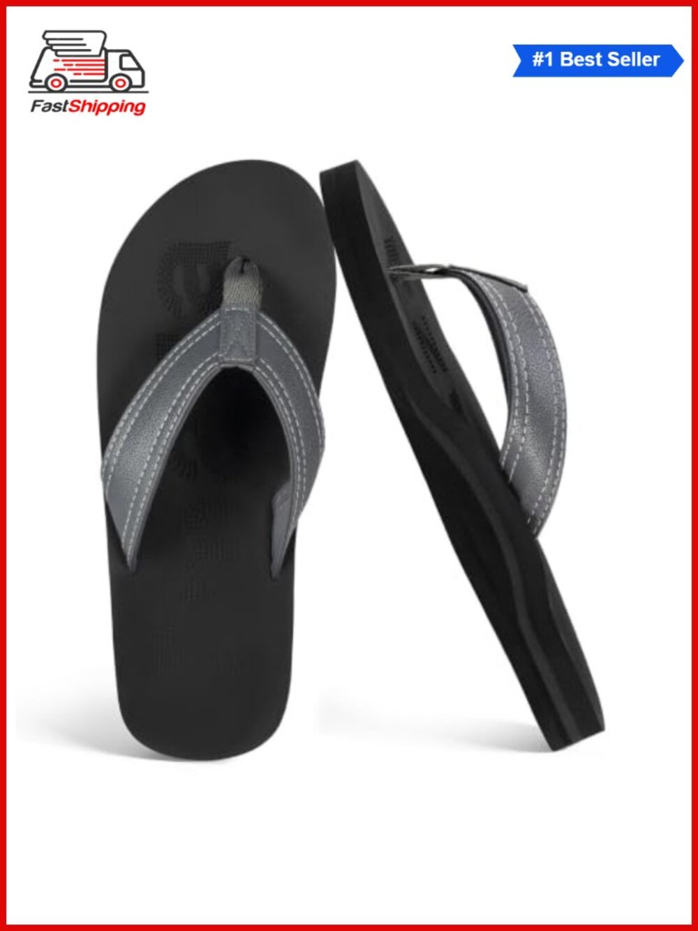 ✨Men's Casual Flip Flop Sandals with Arch Support Faux Leather Slip On Beach